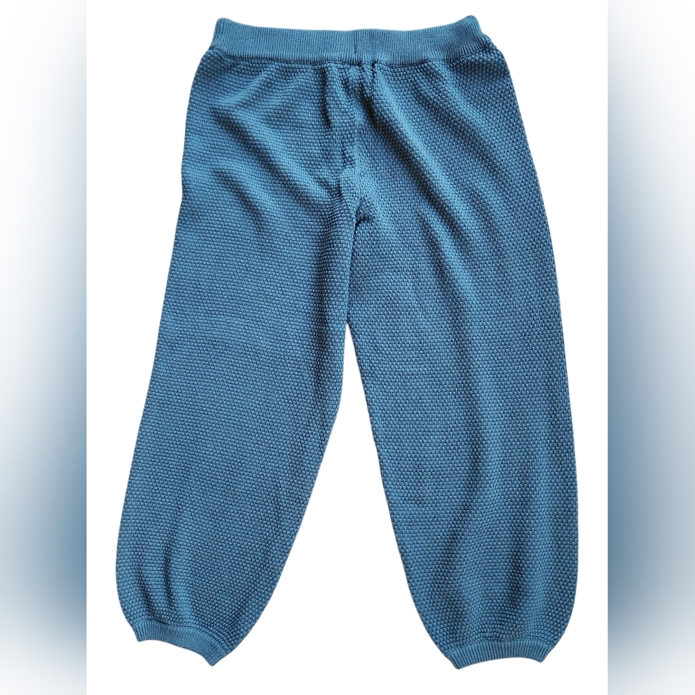 Free People Hailee Waffle Stitch Cotton Teal Balsam Blue Green Jogger Pants XL
